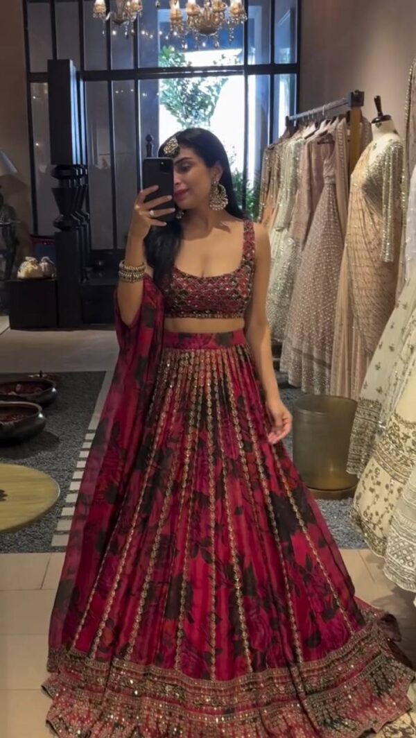 Wedding Special Thread with Sequence Work Lehenga - Image 7