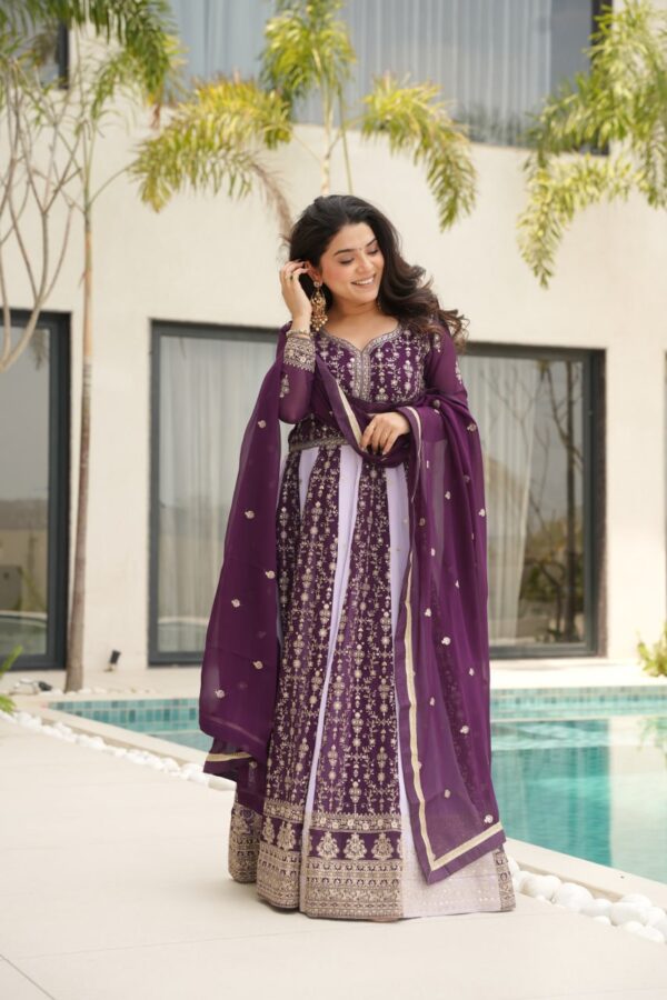 Fully Stitched Zari & Sequins Embroidered work Gown  - Image 11