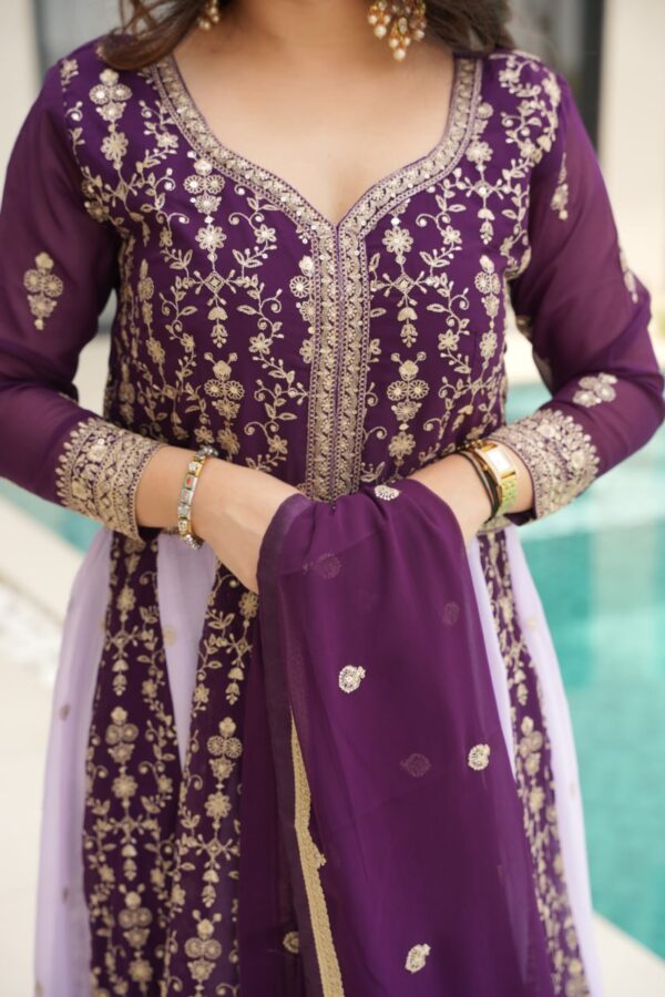 Fully Stitched Zari & Sequins Embroidered work Gown  - Image 13