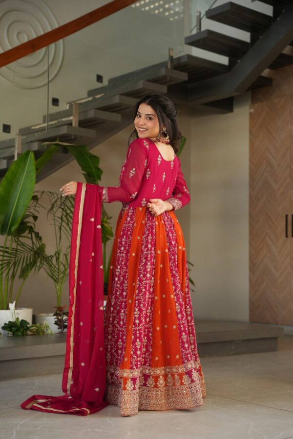 Fully Stitched Zari & Sequins Embroidered work Gown  - Image 6