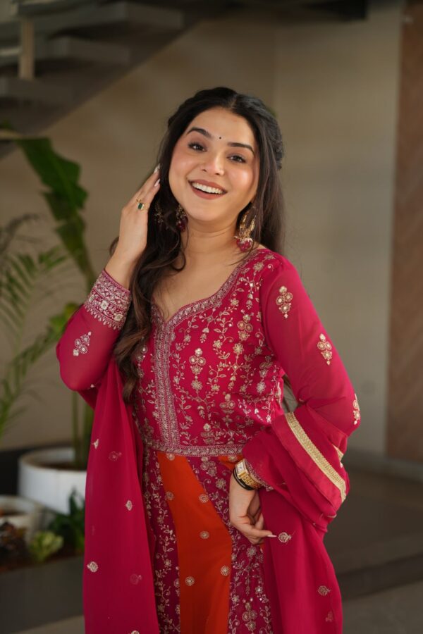 Fully Stitched Zari & Sequins Embroidered work Gown  - Image 3