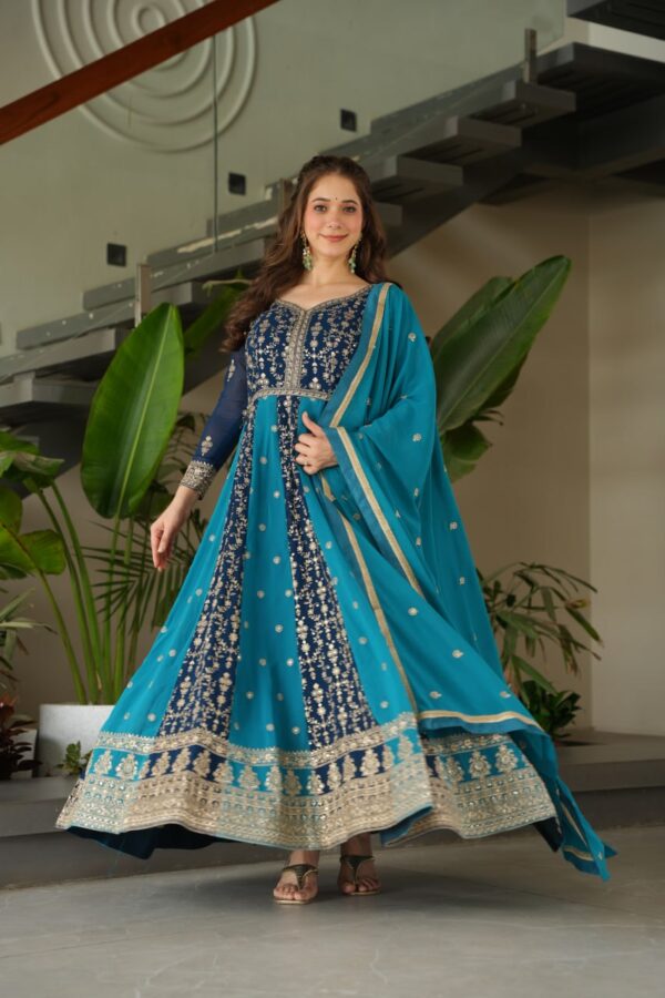 Fully Stitched Zari & Sequins Embroidered work Gown 