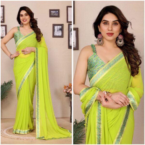 Georgette With Digital Print Saree - Image 6