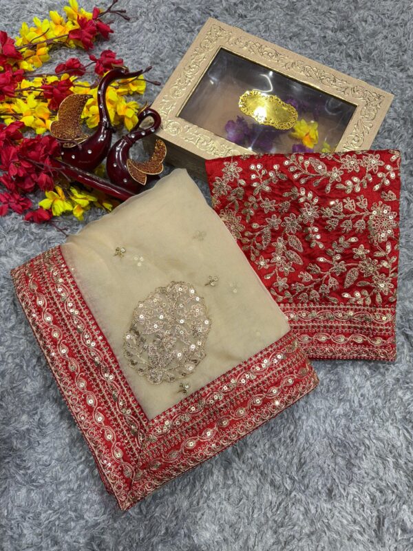 Designer Heavy Organza Saree - Image 3
