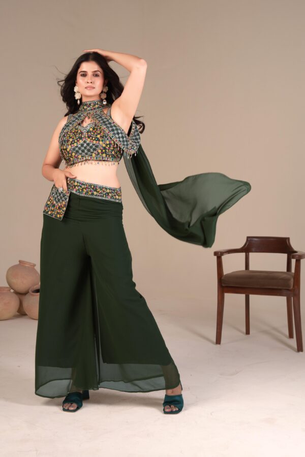 Designer Palazzo Blouse with Dupatta - Image 2