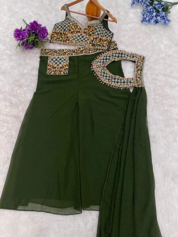 Designer Palazzo Blouse with Dupatta - Image 4