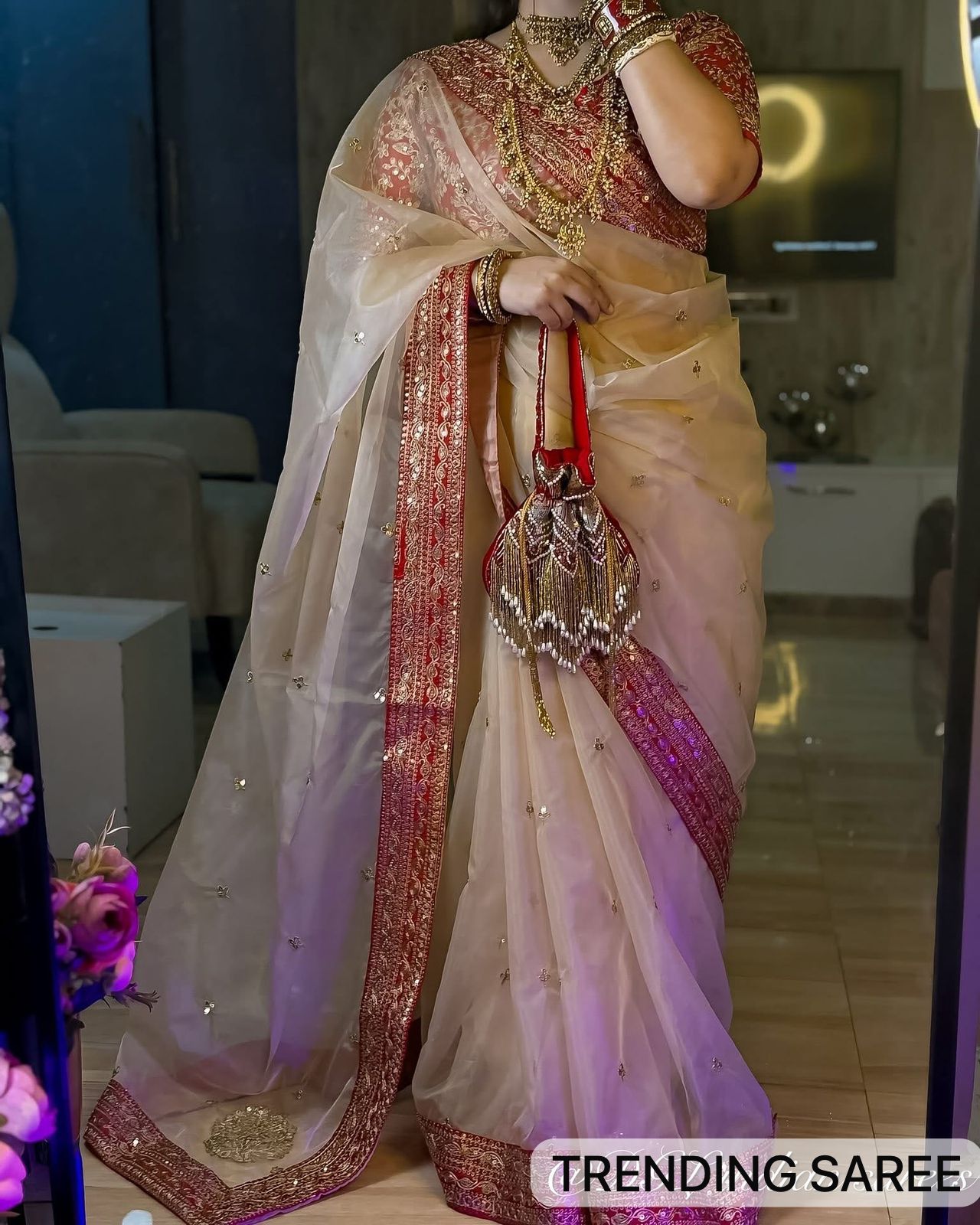 Heavy Soft Organza Saree - Image 4