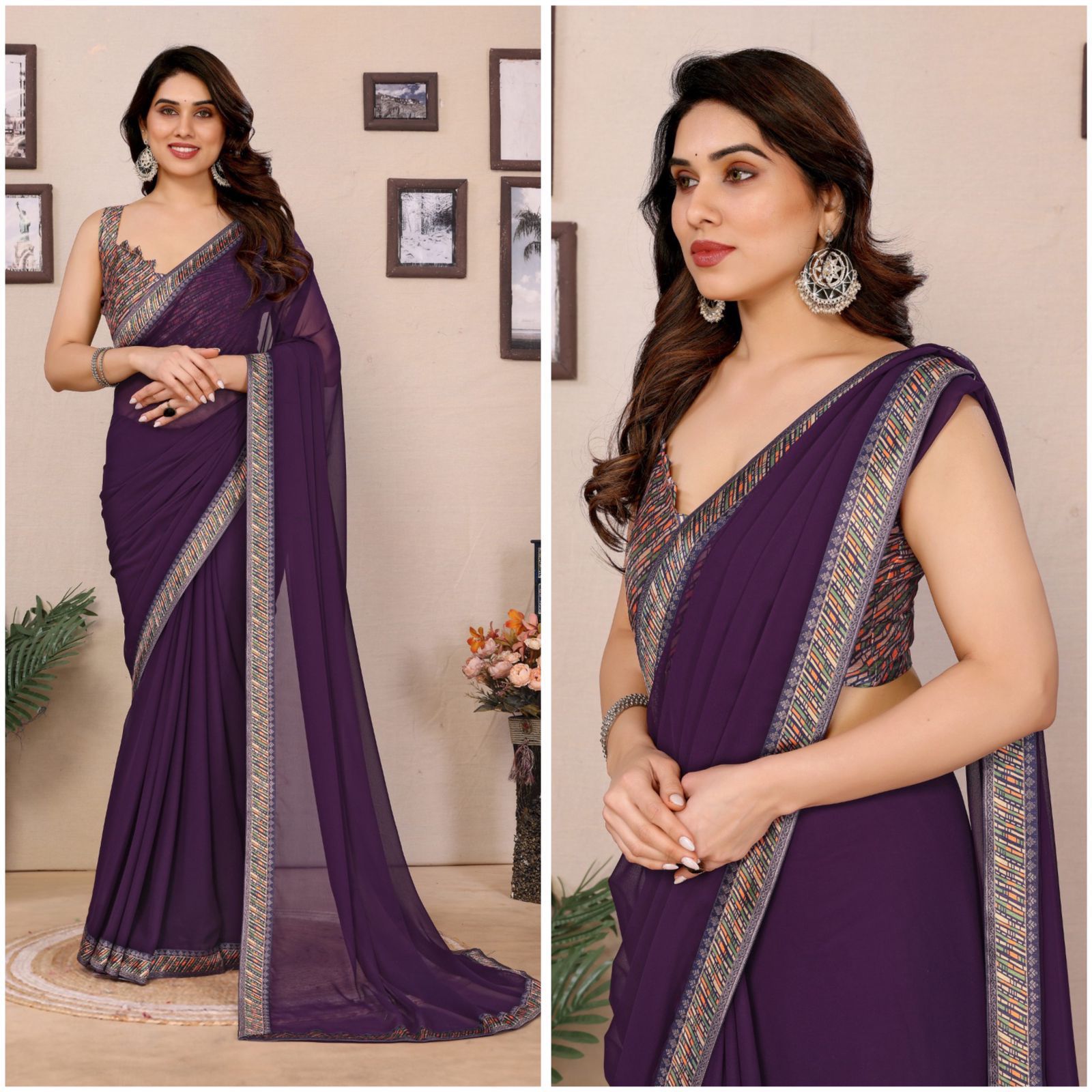 Georgette With Digital Print Saree - Image 3