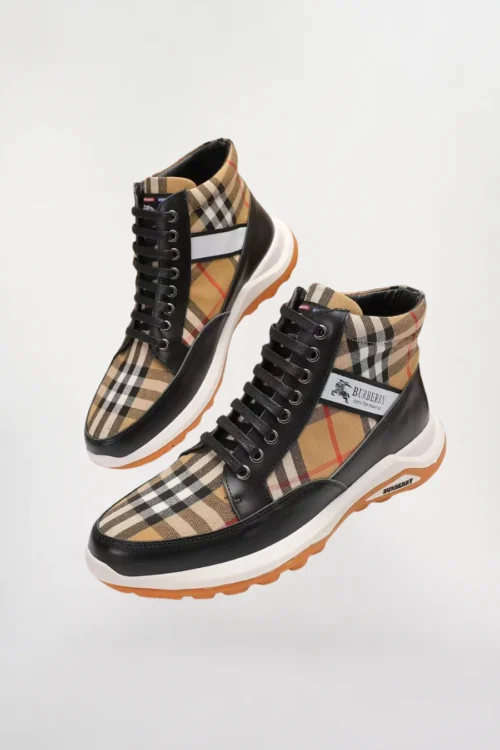 Burberry Check Pattern High-Top Sneakers