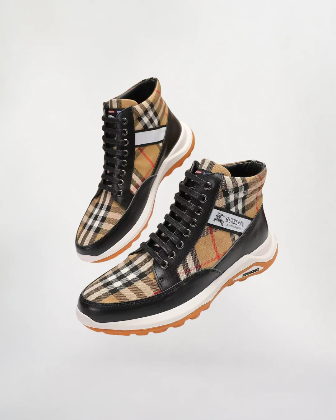 Burberry Check Pattern High-Top Sneakers