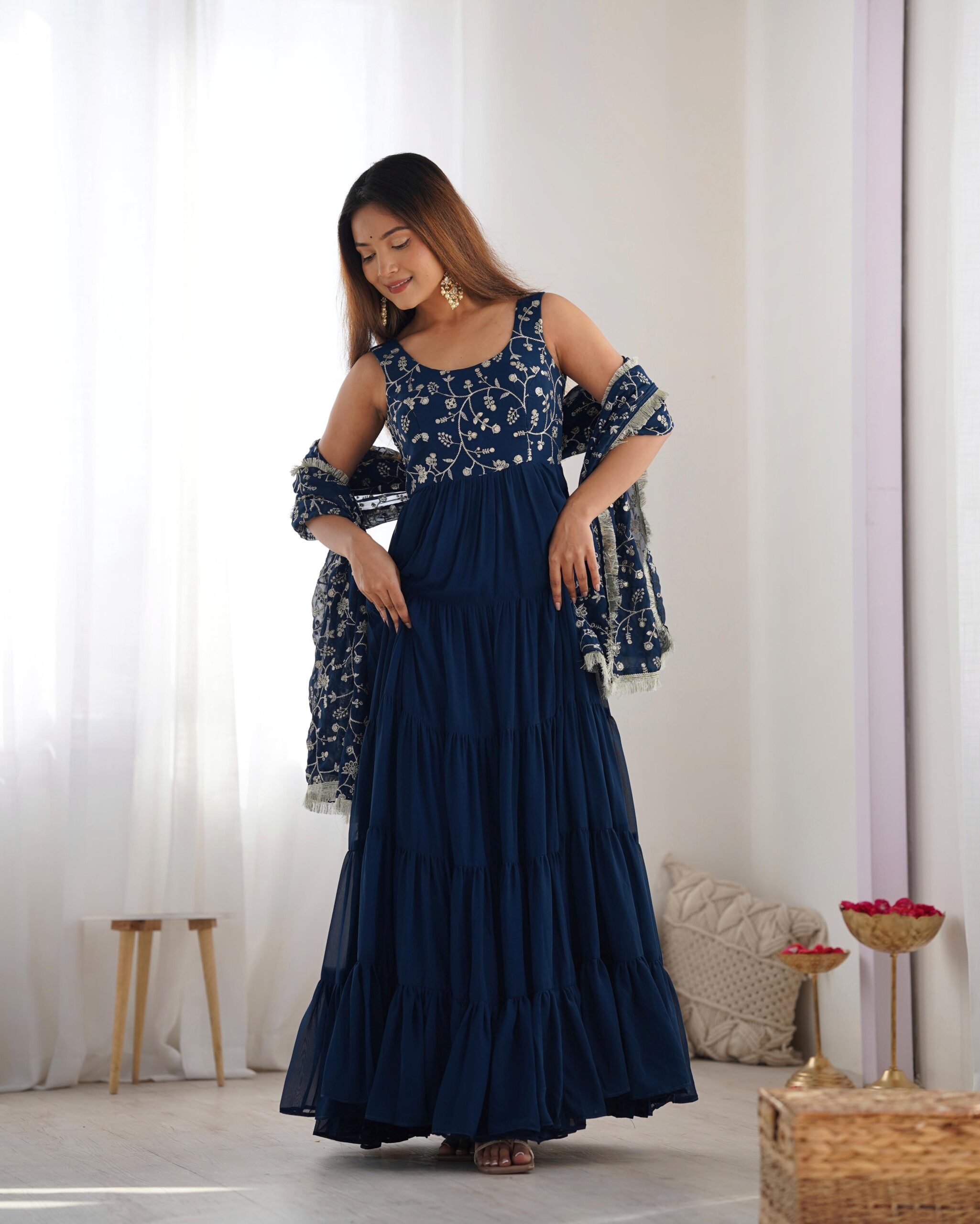 SOFT FOX GEORGETTE FABRIC FULLY FLAIR READY TO WEAR ANARKALI