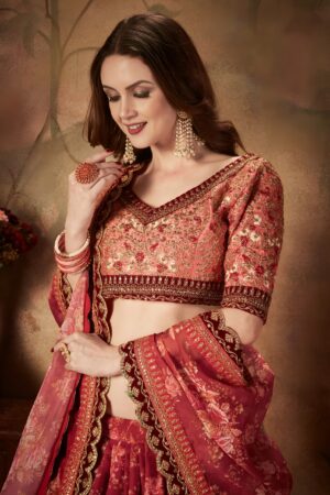 Red Floral Lehenga Choli